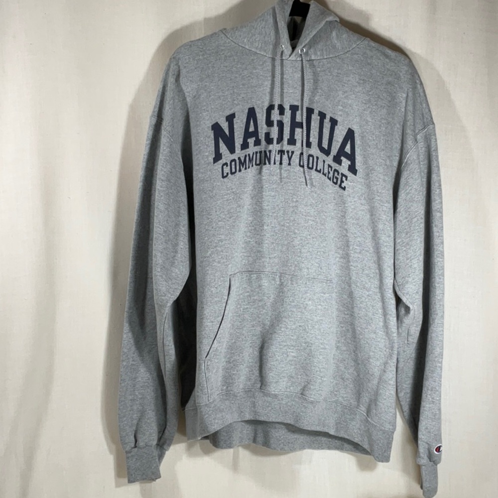 Champion Gray Nashua Community College Hoodie with Navy Print